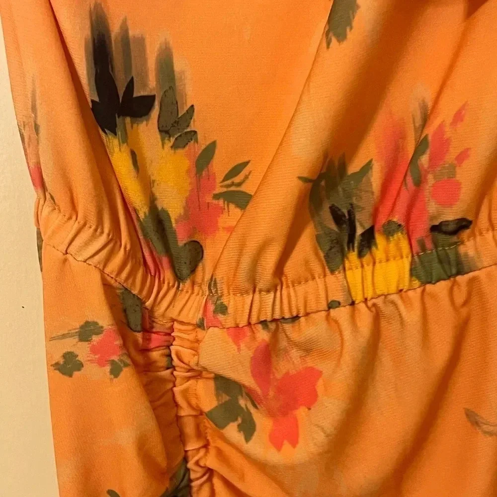 Steve Madden Matte Jersey Floral flattering one shoulder midi dress. Size XL - Picture 13 of 17